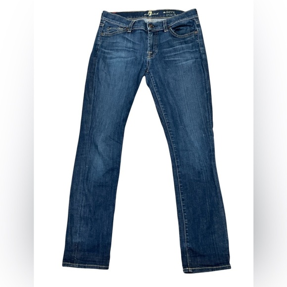 7 For All Mankind Women's The Skinny Crop & Roll Blue Jeans Size 28 - Picture 2 of 6